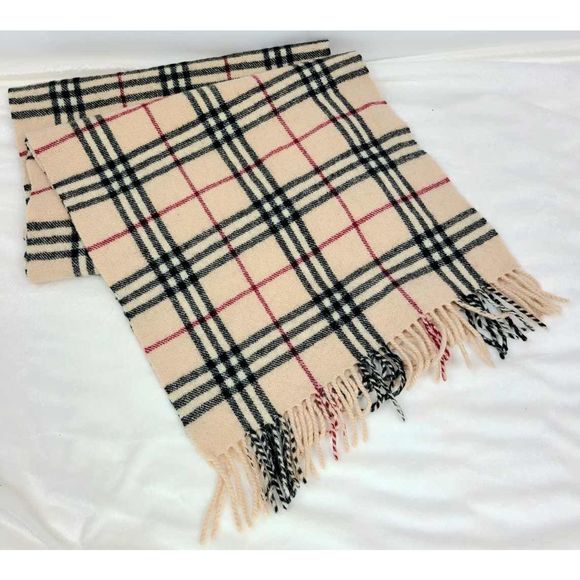 Burberry Accessories Authentic Burberry Lambswool Nova Check Fringe